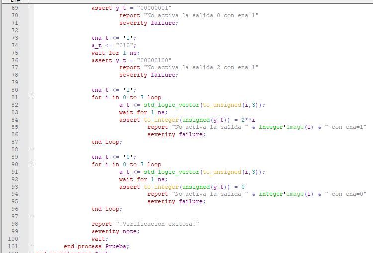 Lección 7.V29.2. Testbench usando “for” para el decodificador 3 a 8 con habilitación.
