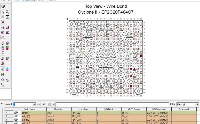 Lección 15.V107. Estudio del rebote cuando se cuenta en binario usando la plaqueta DE1 de altera.